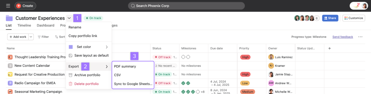 Exportieren Sie ein Portfolio