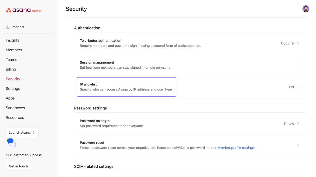 IP アドレスの許可リストを使用して Asana のセキュリティを強化してください。