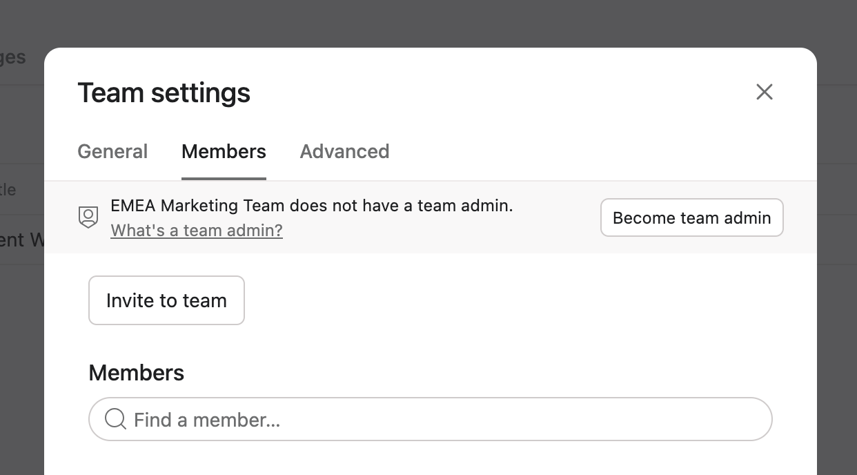 Become team admin