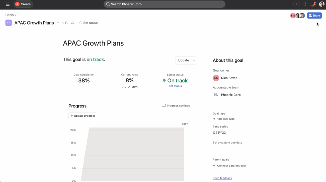 Sharing goals with teams