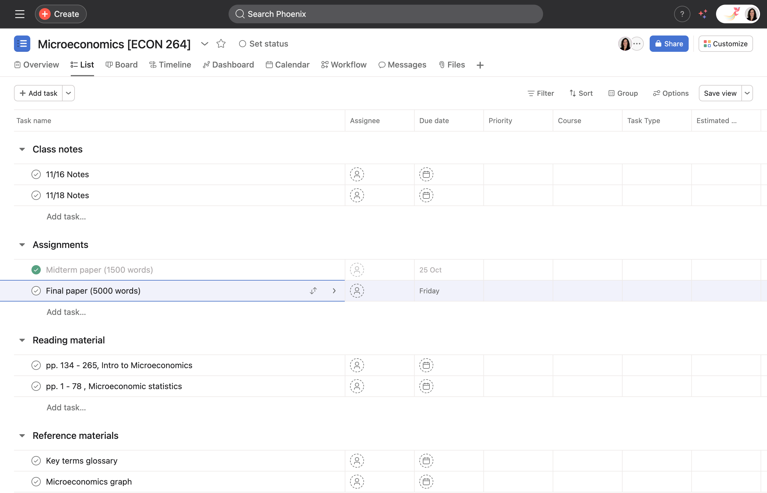 Coursework tracking project