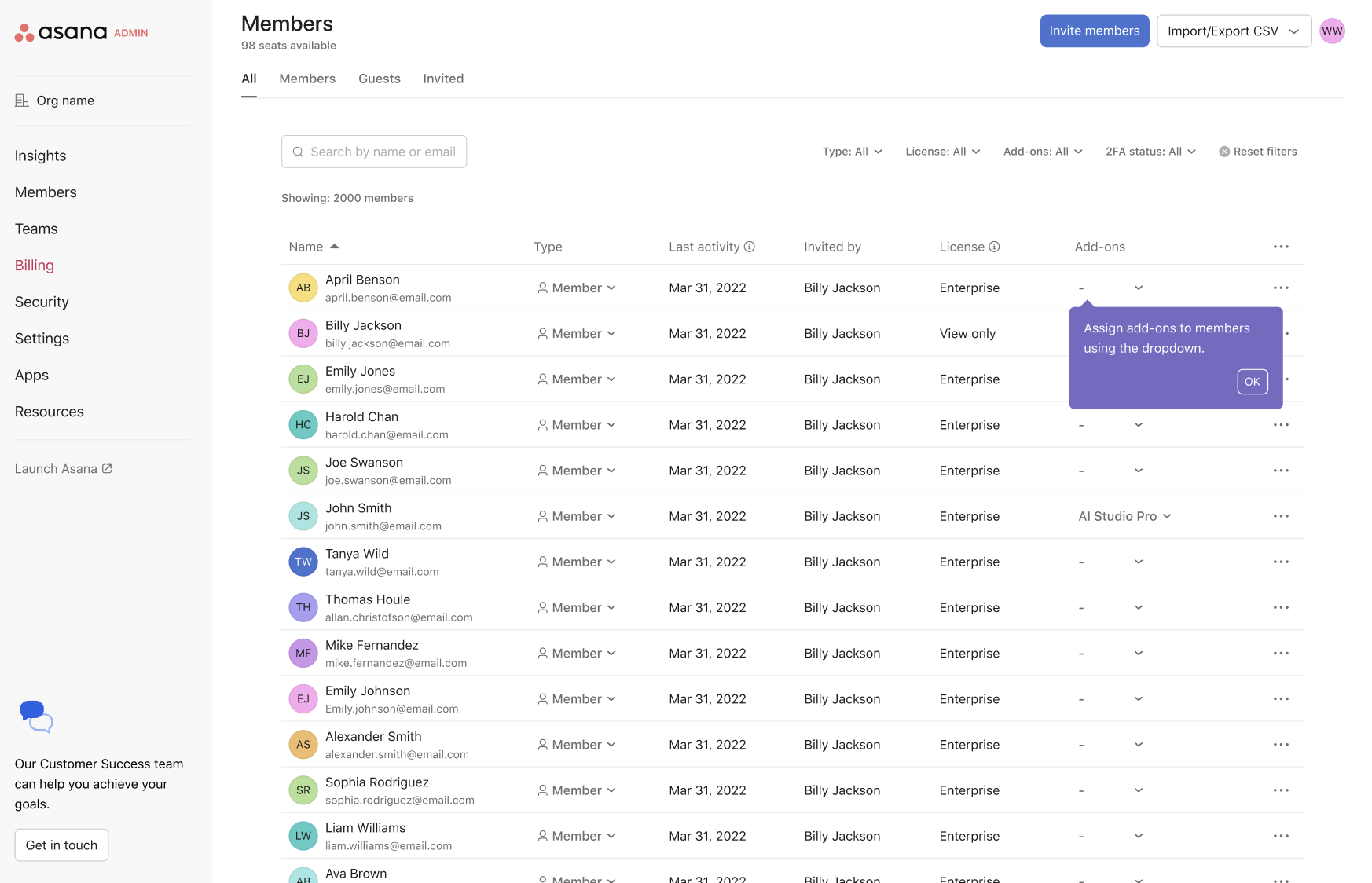 AI Studio add-ons column