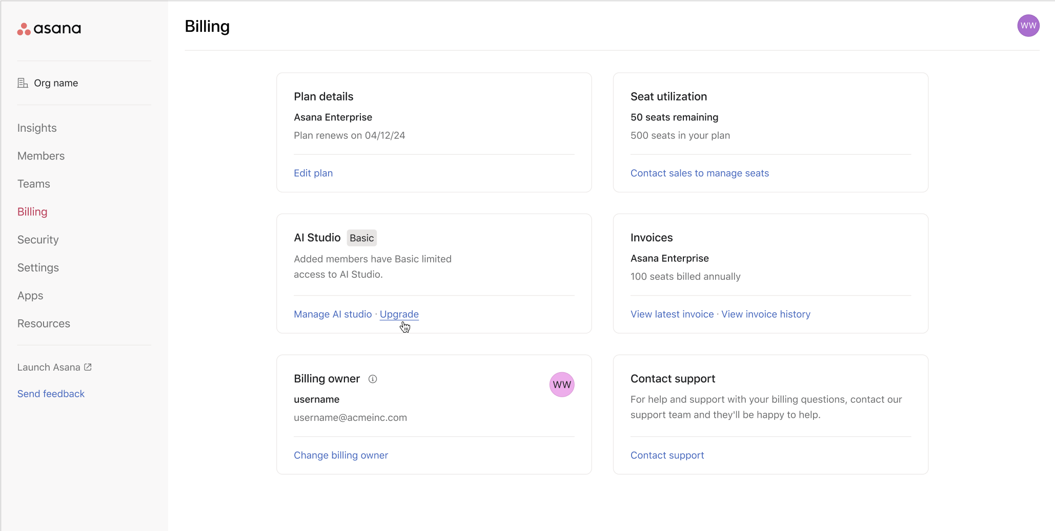 Haz clic en "cambiar de plan" en la tarjeta de AI Studio