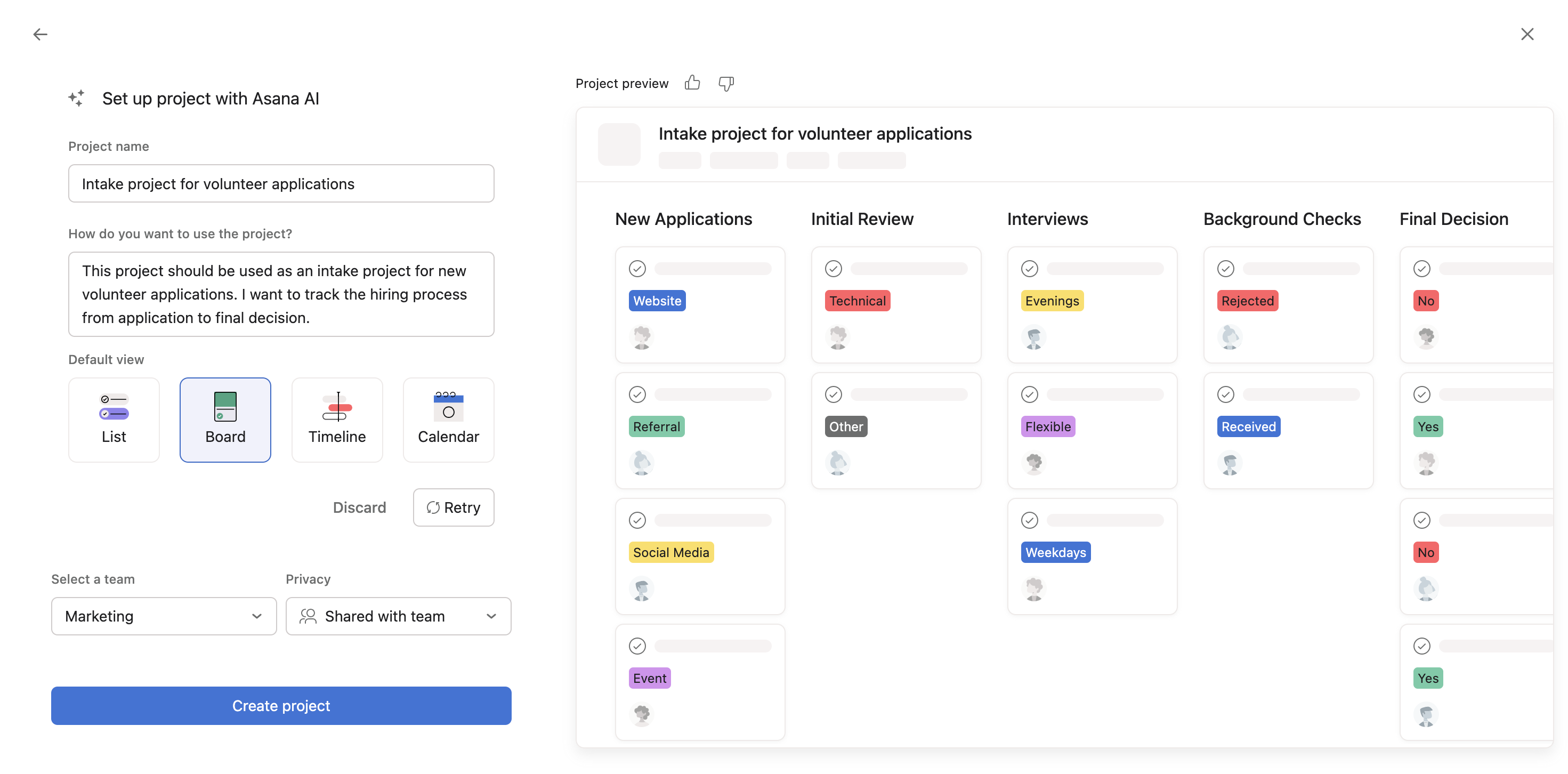 ボランティアの受付プロジェクト