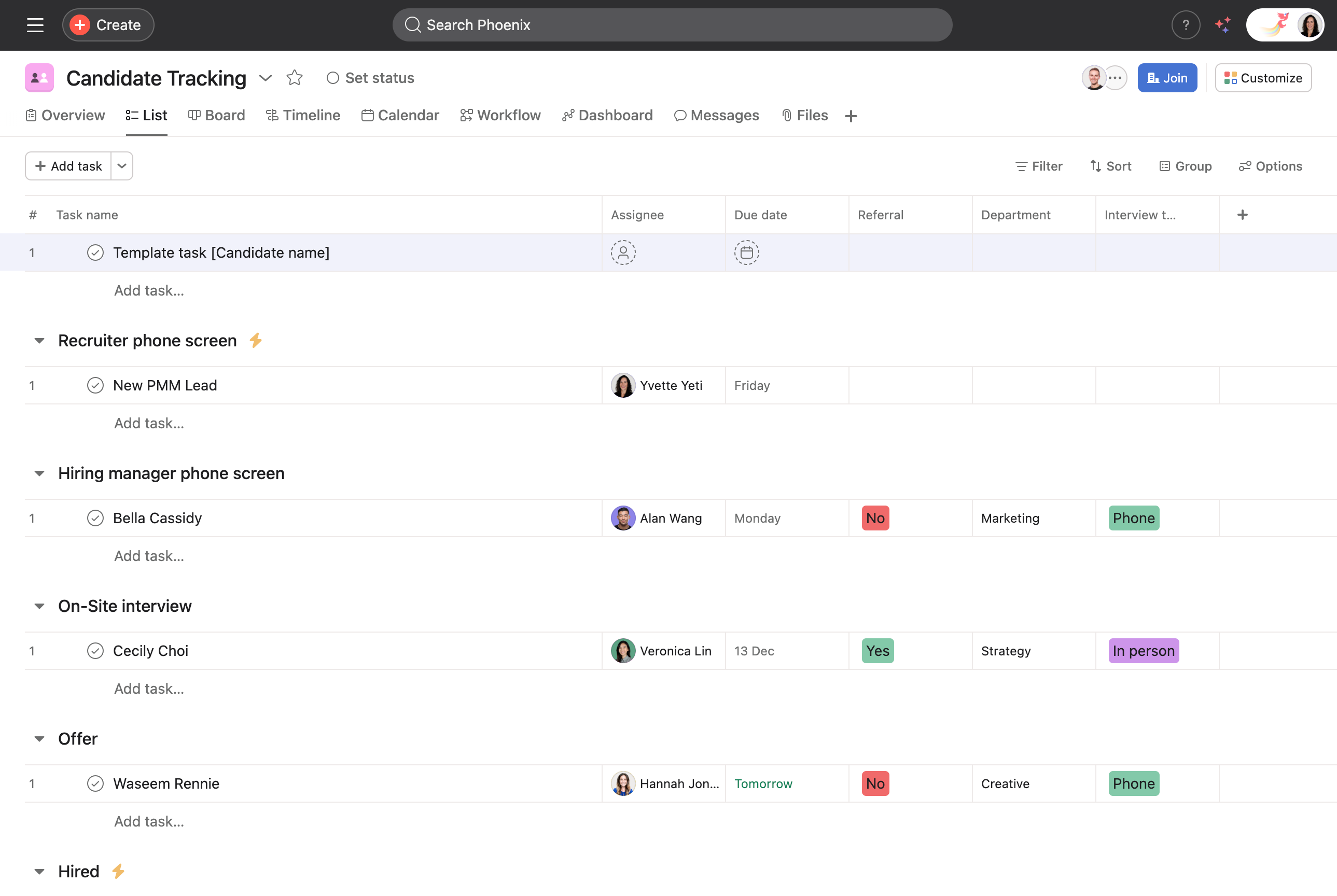 Candidate tracking project