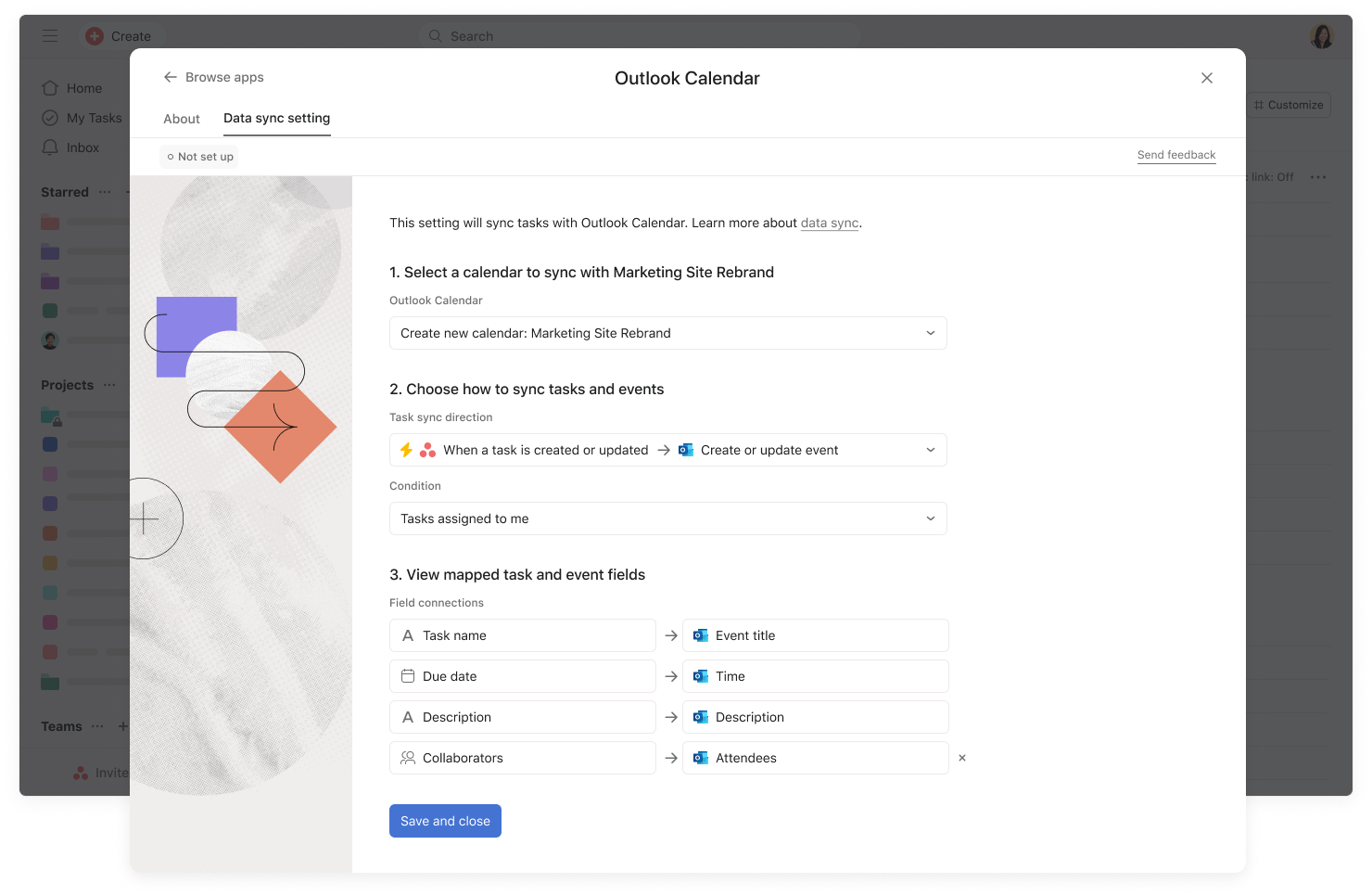 Configure Outlook Calendar data sync