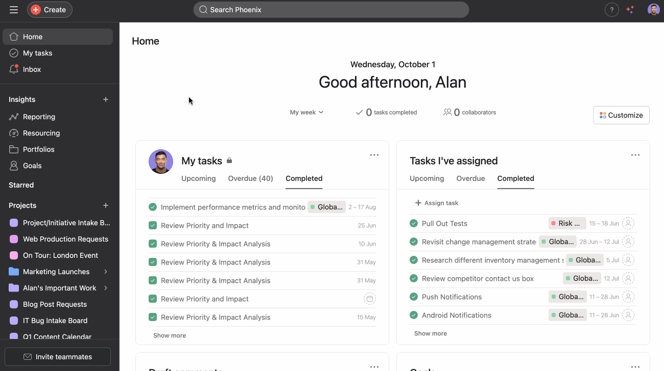 Ziel in Asana erstellen&nbsp;– Schritt 1: Ziele öffnen