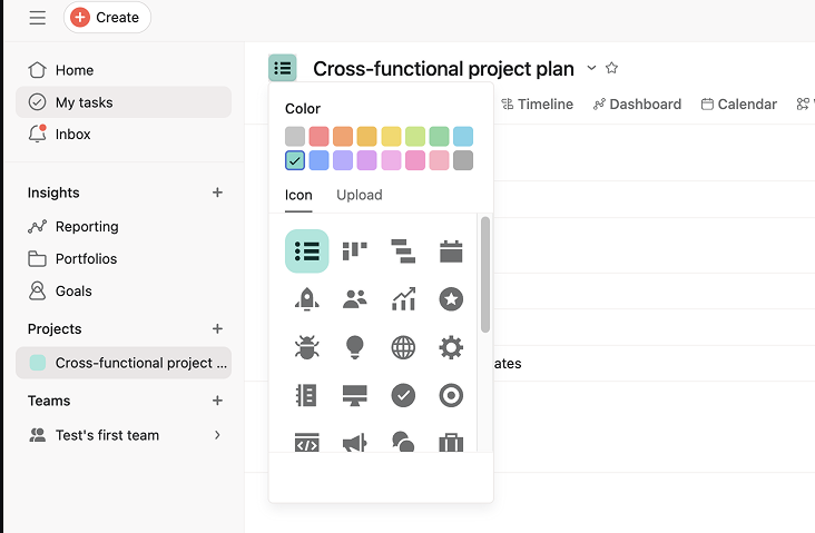 Set color and icon
