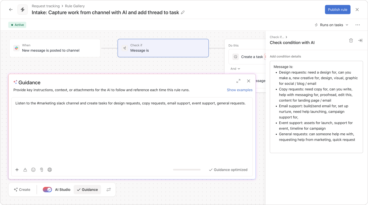 Slack rule triggers