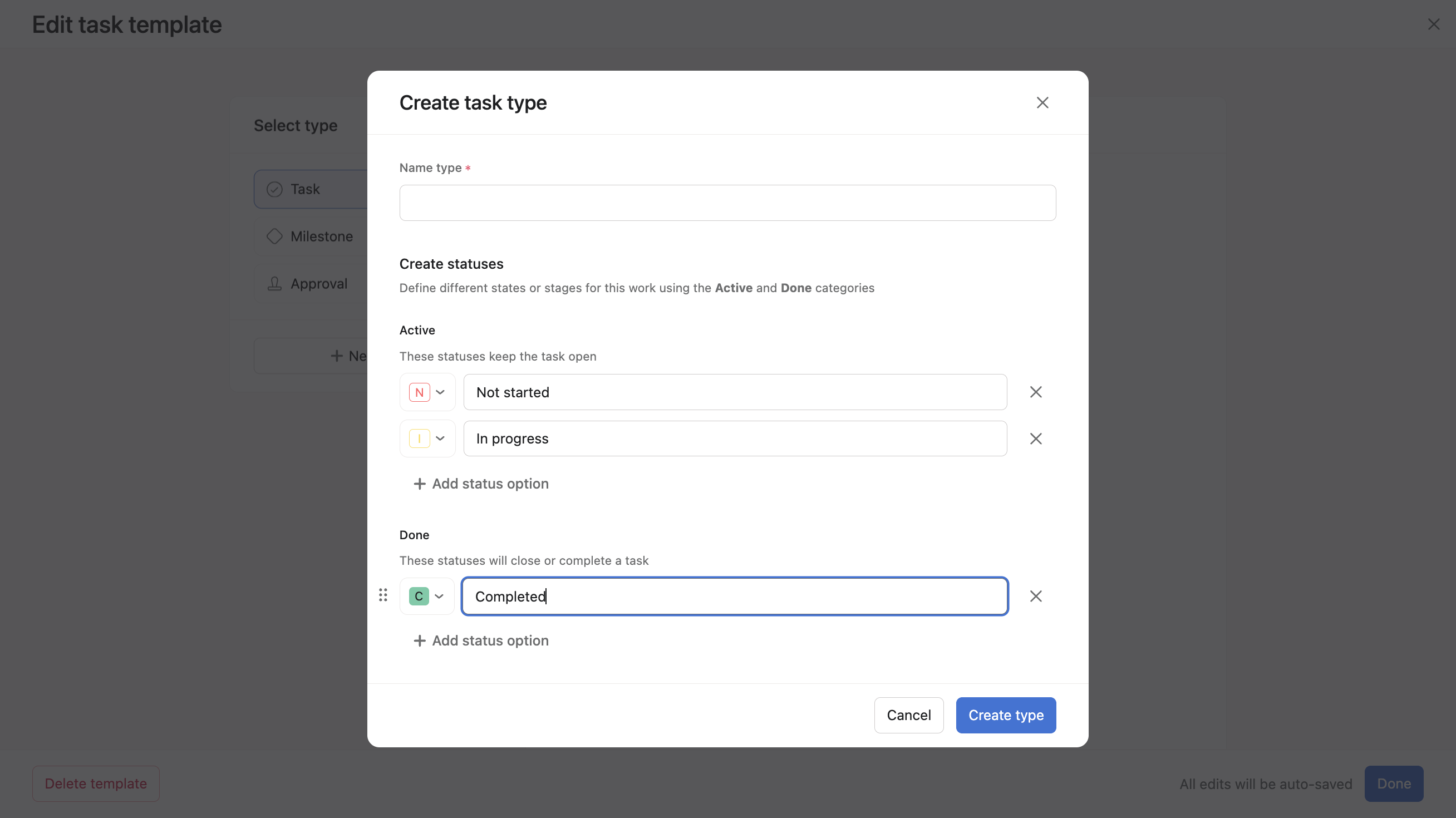Create new task type