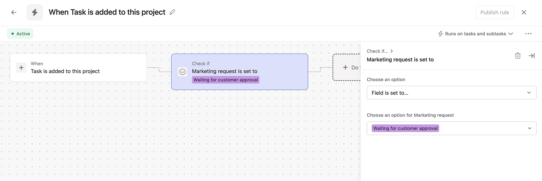 Custom task types in rules