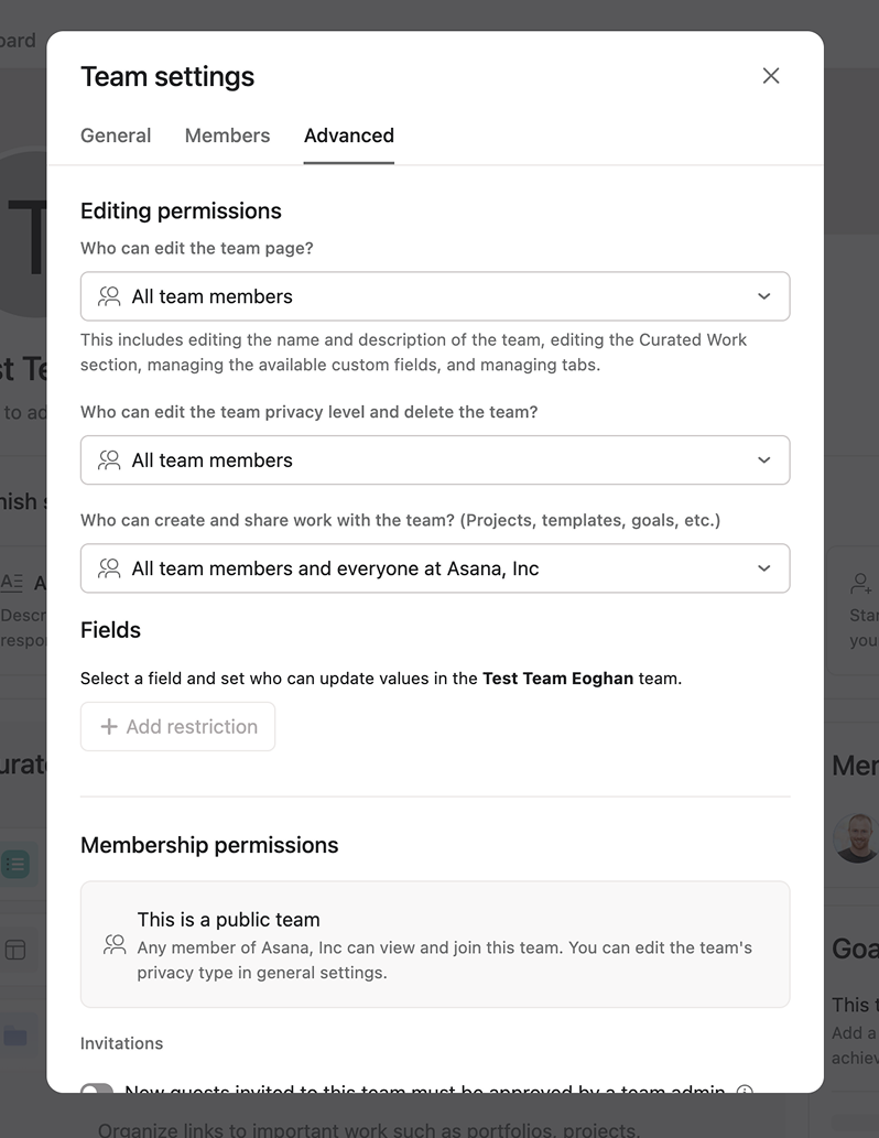 Advanced settings