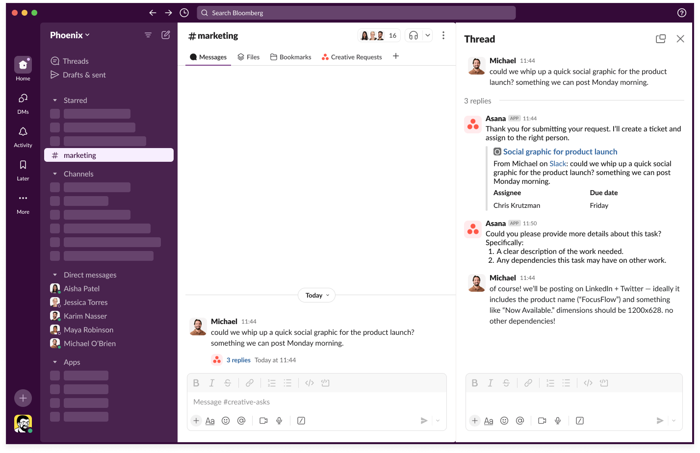 Two way comments with rules in Slack