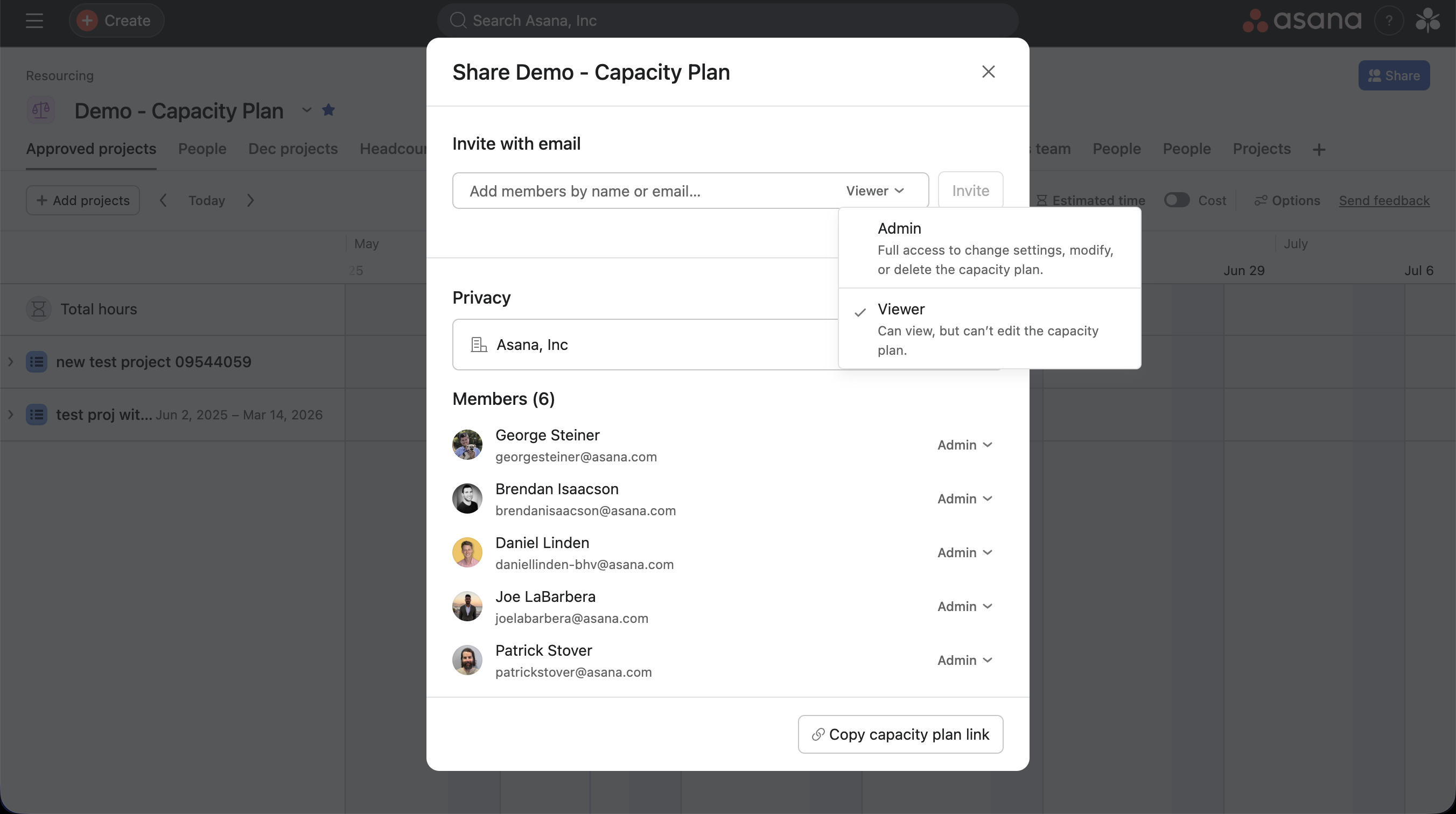 Share capacity plan